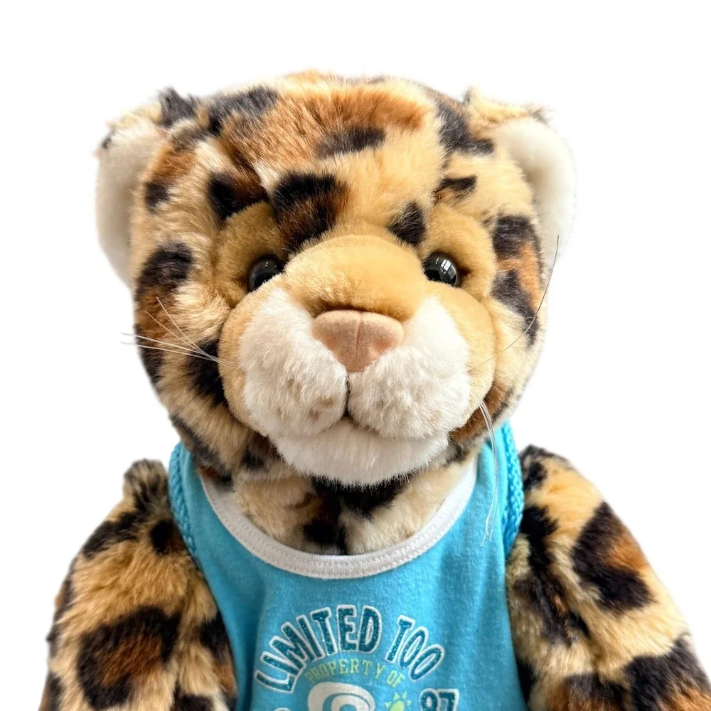 Build A Bear Leopard Plush Limited Too Swim Outfit Shoes Blue 16in Brown Spotted